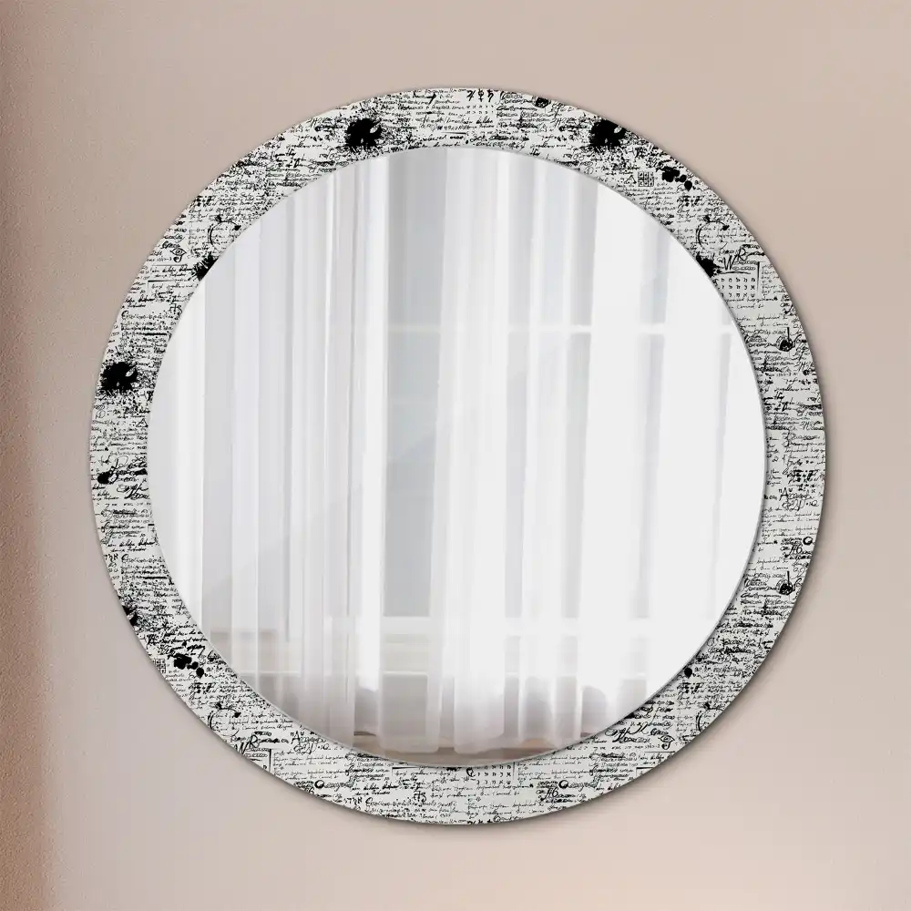 Oglindă rotundă decorativă cu design tip mâzgăleli