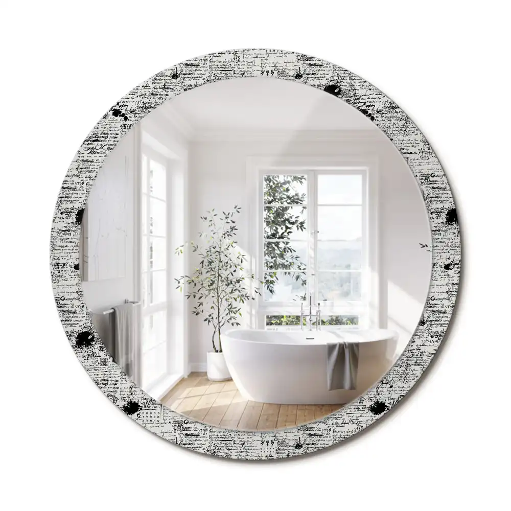 Oglindă rotundă decorativă cu design tip mâzgăleli