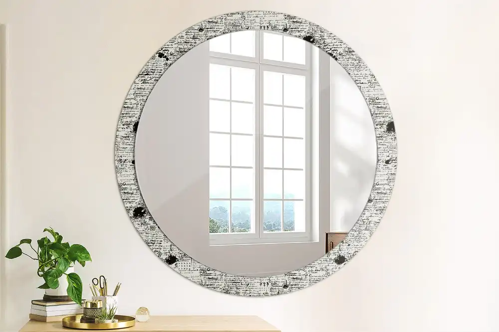 Oglindă rotundă decorativă cu design tip mâzgăleli