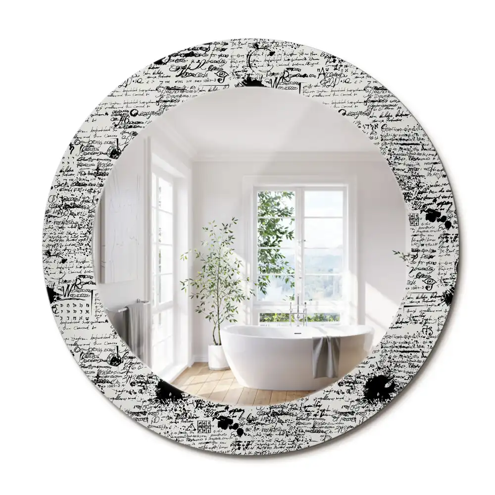 Oglindă rotundă decorativă cu design tip mâzgăleli