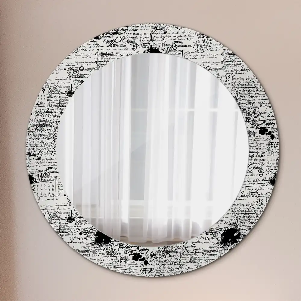 Oglindă rotundă decorativă cu design tip mâzgăleli