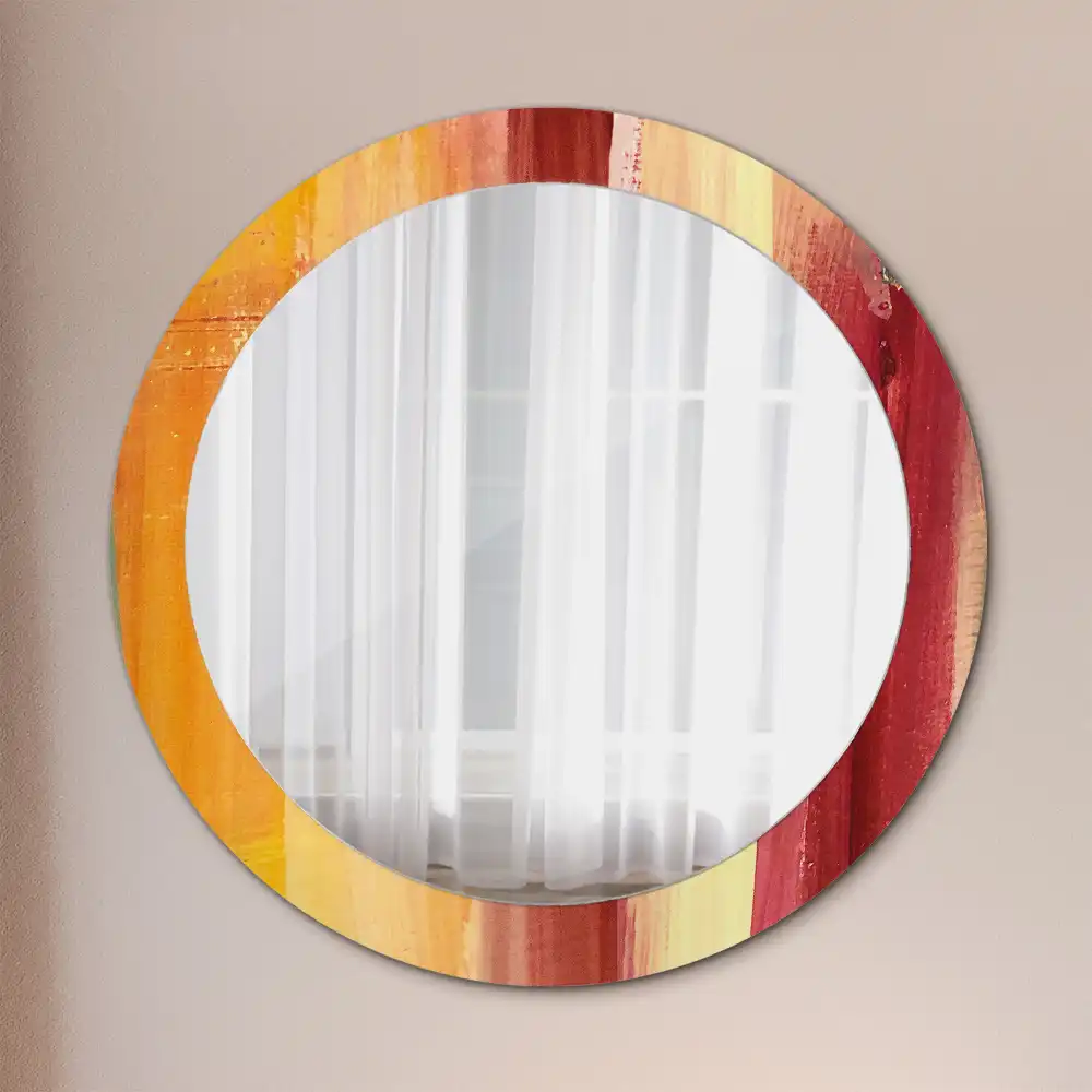 Oglindă rotundă cu imprimeu pictură abstractă