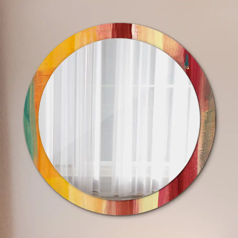 Oglindă rotundă cu imprimeu pictură abstractă
