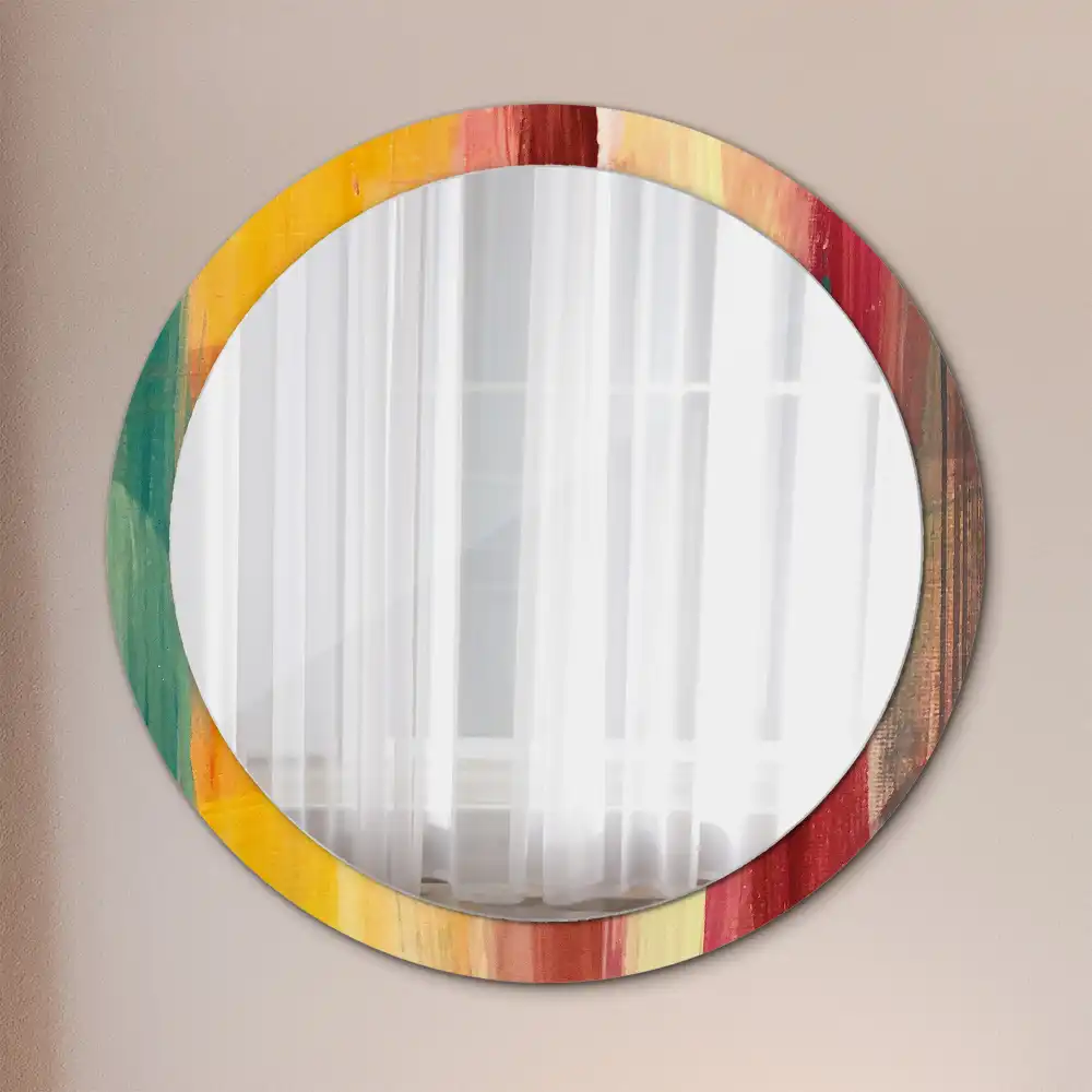 Oglindă rotundă cu imprimeu pictură abstractă