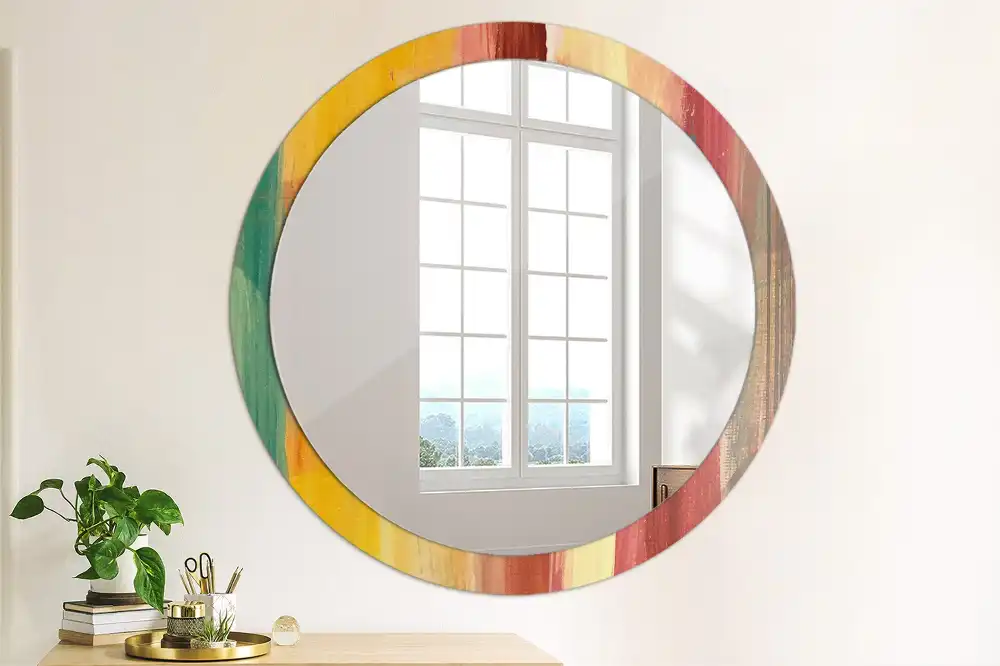 Oglindă rotundă cu imprimeu pictură abstractă