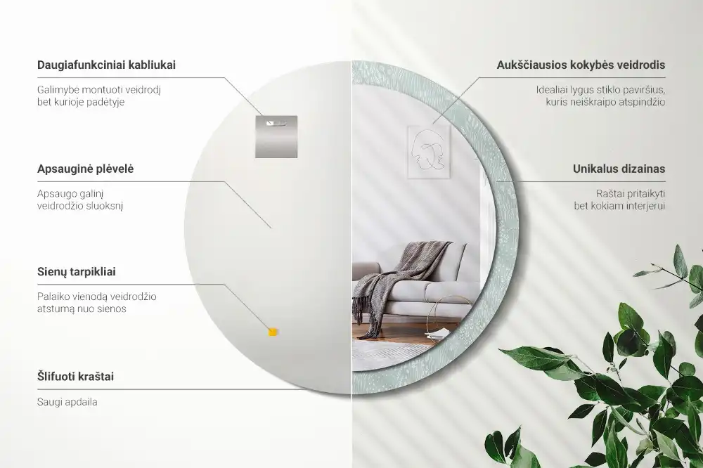 Oglindă rotundă decorativă de perete Melc în pajiște