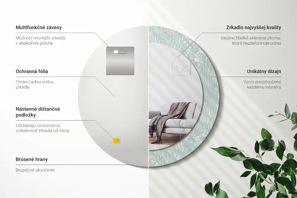 Oglindă rotundă decorativă de perete Melc în pajiște