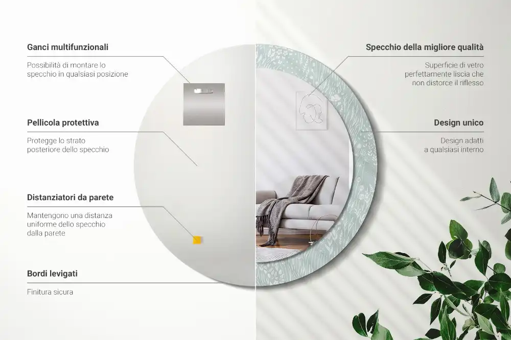 Oglindă rotundă decorativă de perete Melc în pajiște