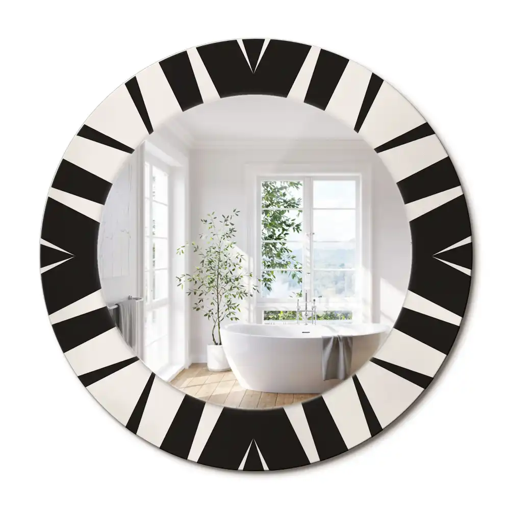 Oglindă rotundă decorativă cu geometrie abstractă
