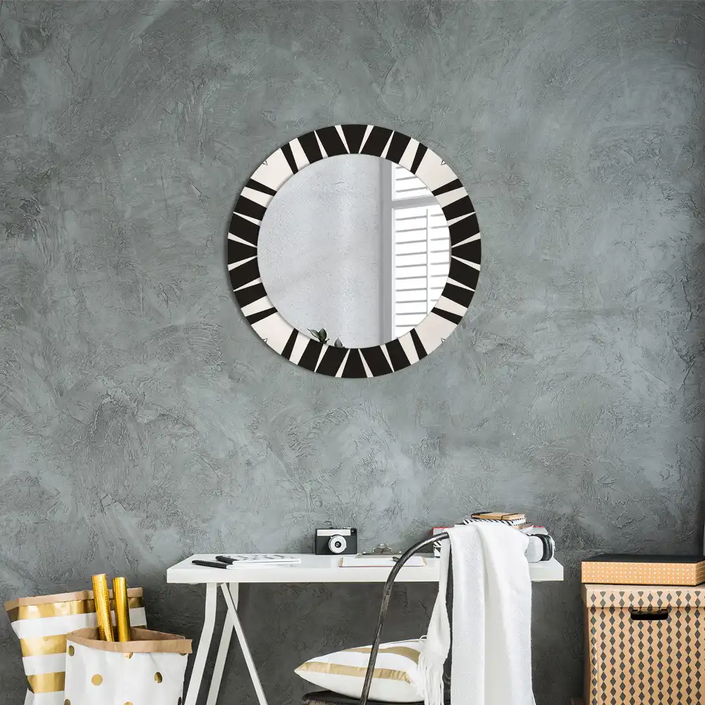 Oglindă rotundă decorativă cu geometrie abstractă