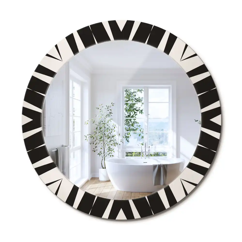 Oglindă rotundă decorativă cu geometrie abstractă