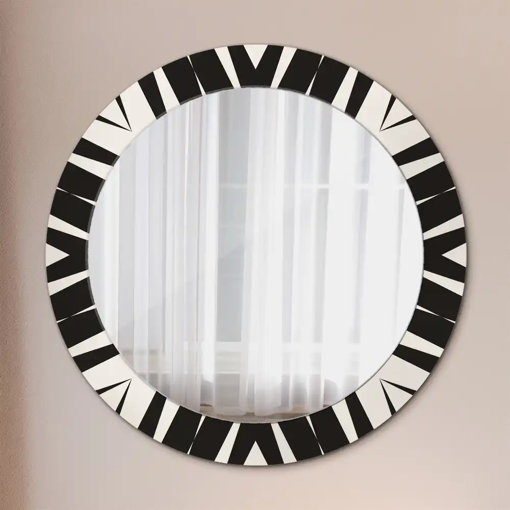 Oglindă rotundă decorativă cu geometrie abstractă