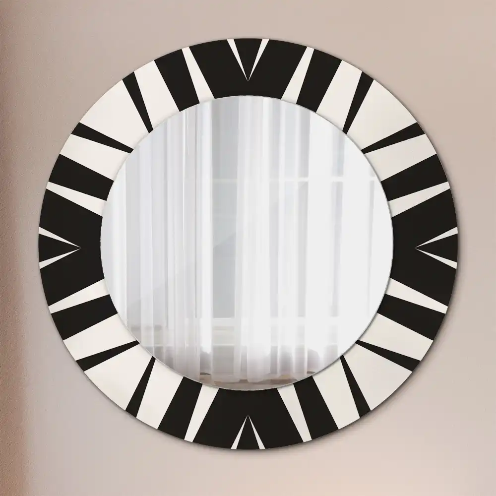 Oglindă rotundă decorativă cu geometrie abstractă