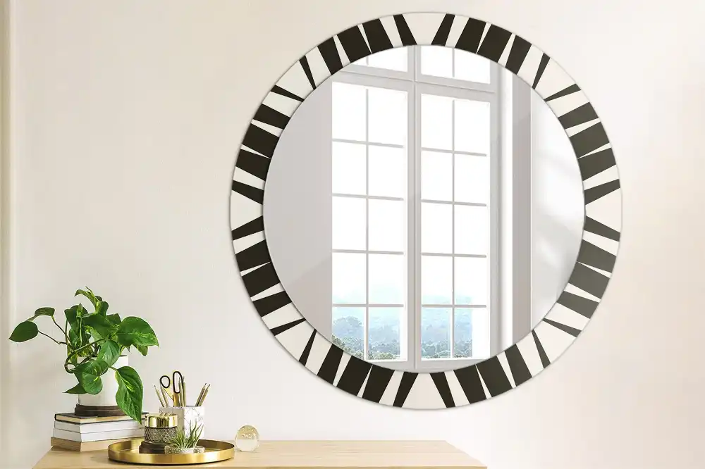 Oglindă rotundă decorativă cu geometrie abstractă