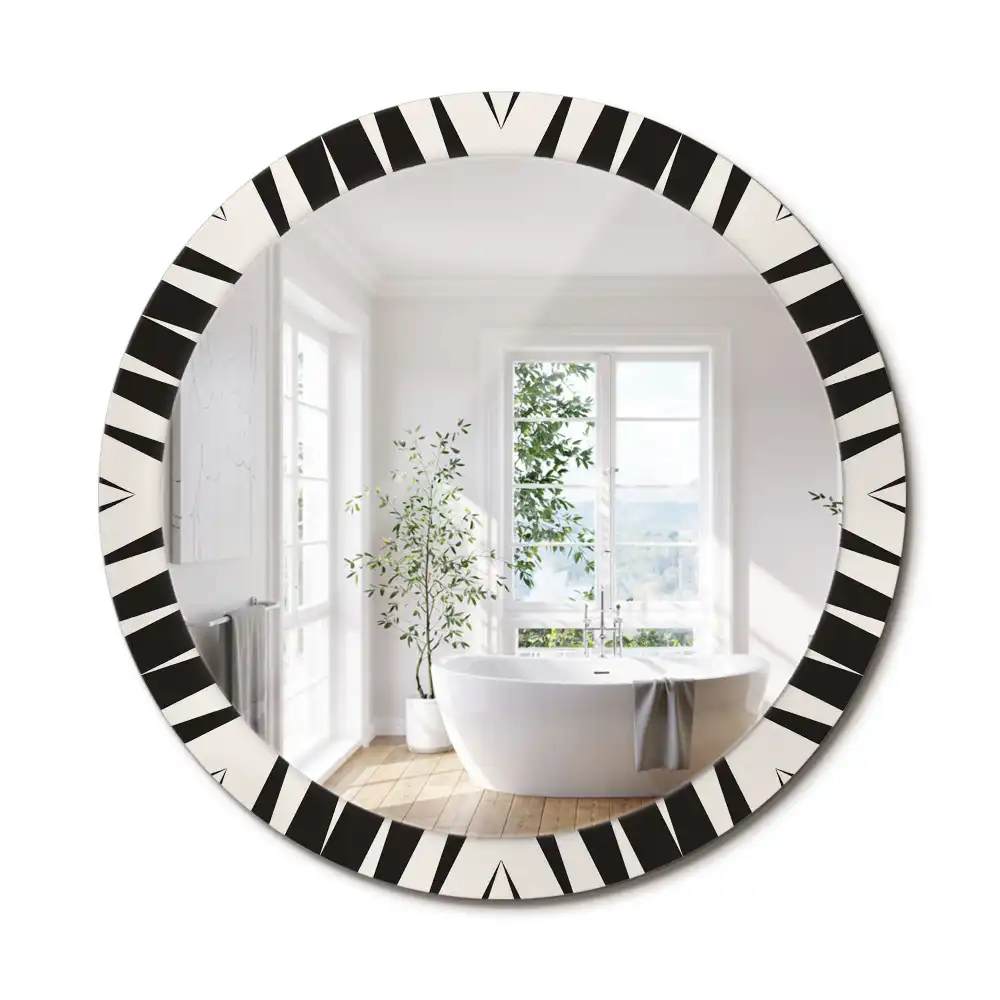 Oglindă rotundă decorativă cu geometrie abstractă