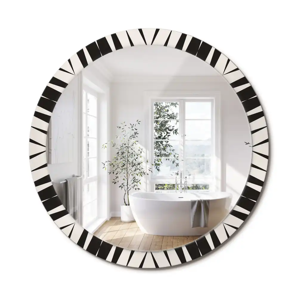 Oglindă rotundă decorativă cu geometrie abstractă
