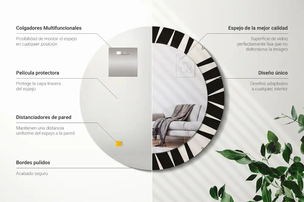 Oglindă rotundă decorativă cu geometrie abstractă