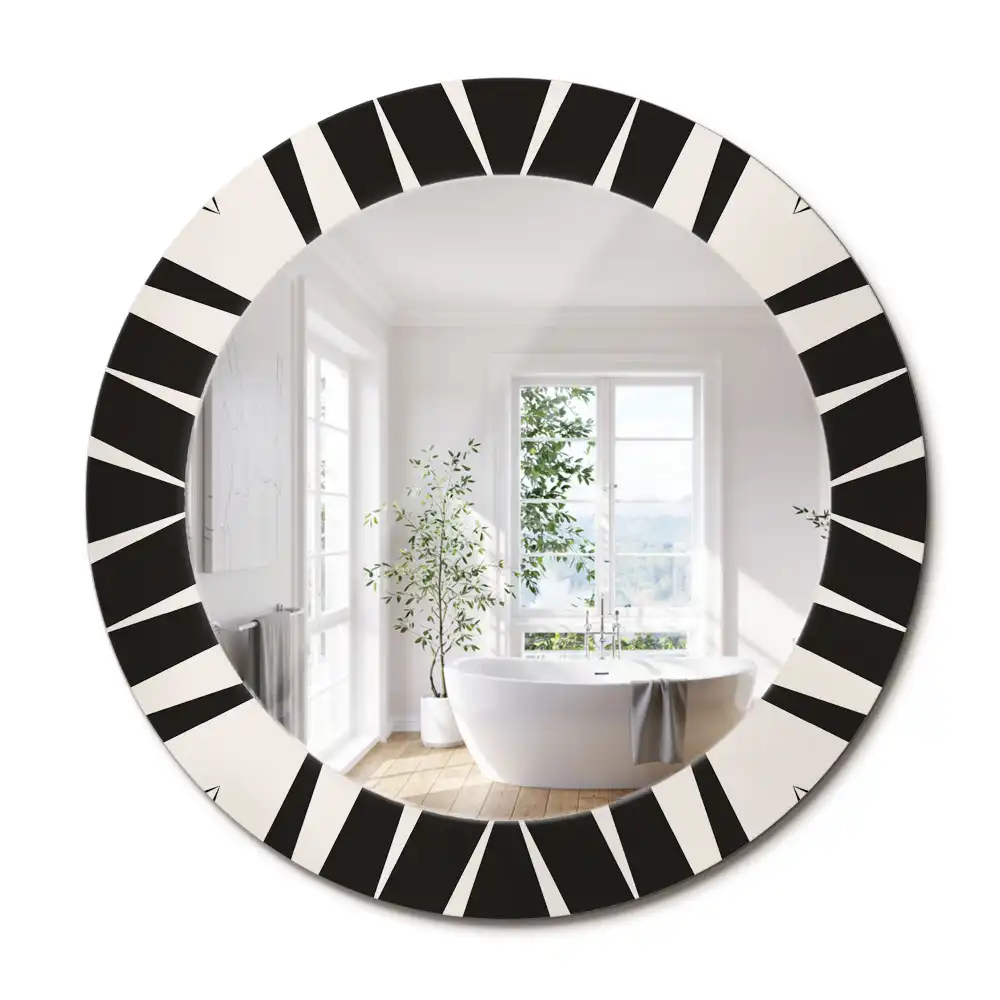 Oglindă rotundă decorativă cu geometrie abstractă
