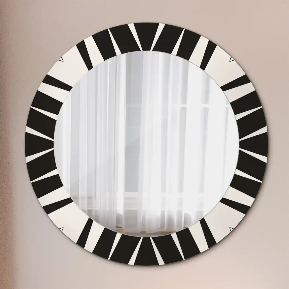 Oglindă rotundă decorativă cu geometrie abstractă