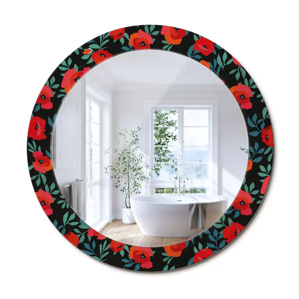 Oglindă rotundă decorativă de perete Mac roșu