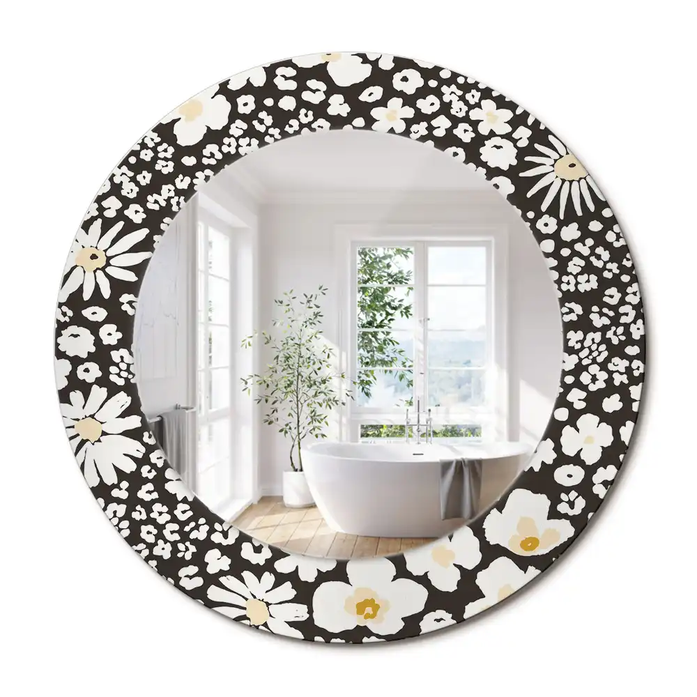 Oglindă decorativă rotundă cu margarete