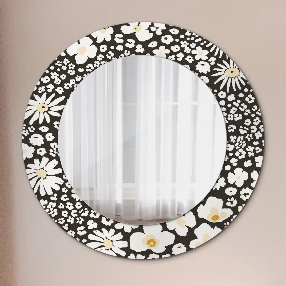 Oglindă decorativă rotundă cu margarete