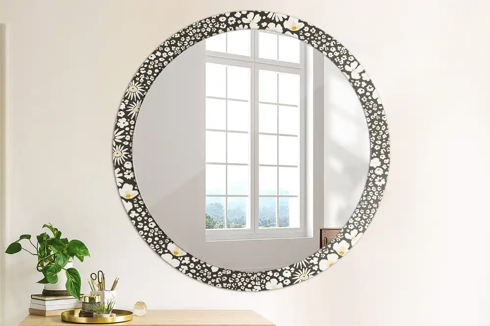 Oglindă decorativă rotundă cu margarete