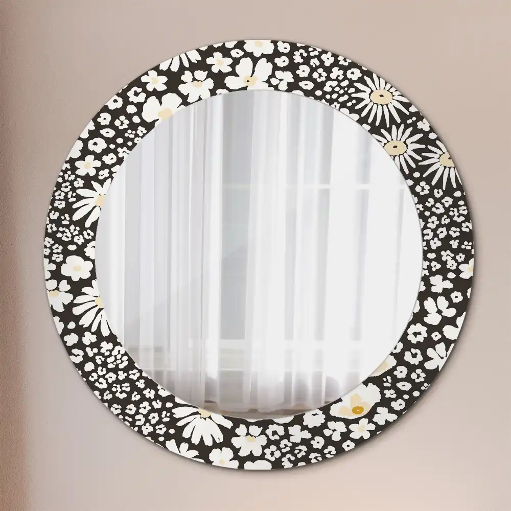 Oglindă decorativă rotundă cu margarete
