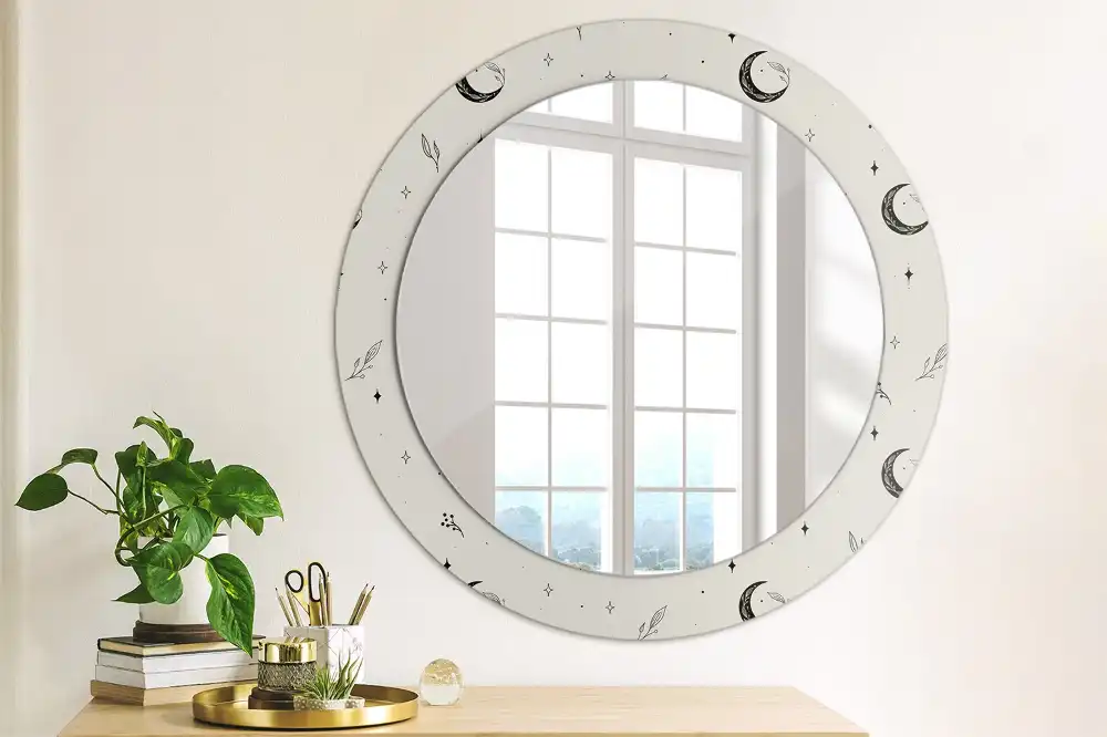 Oglindă decorativă rotundă cu design floral