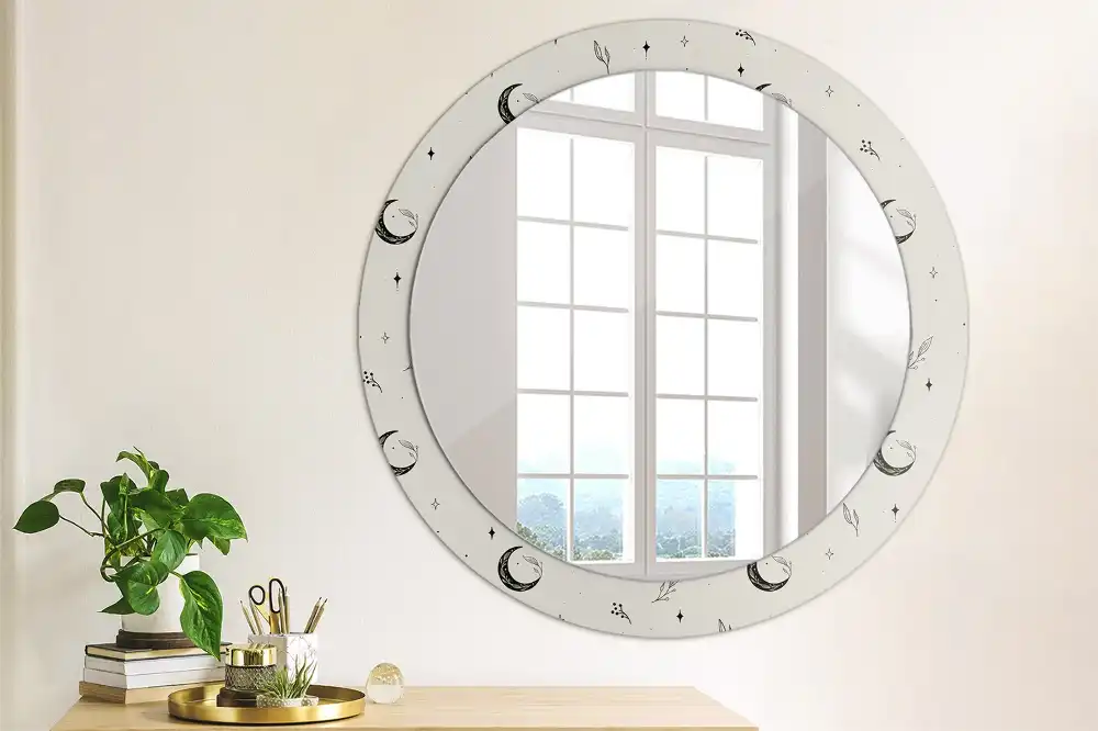 Oglindă decorativă rotundă cu design floral