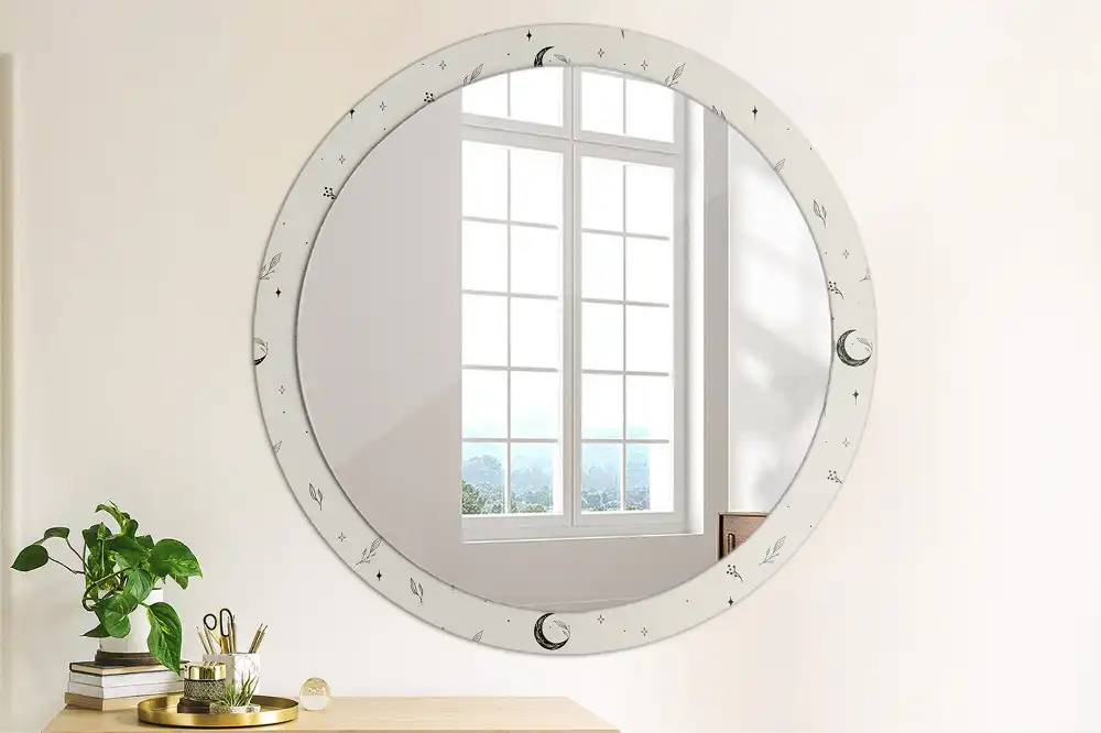 Oglindă decorativă rotundă cu design floral