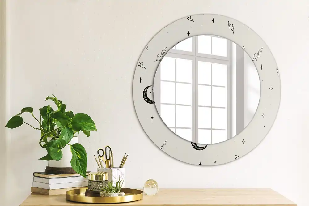 Oglindă decorativă rotundă cu design floral
