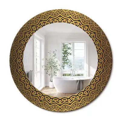 Oglindă rotundă decorativă de perete cu ornament grecesc