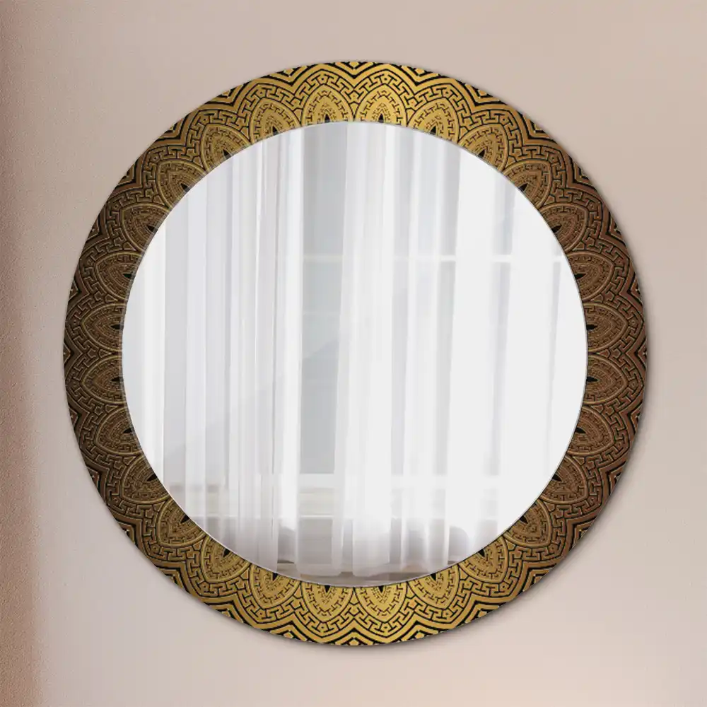 Oglindă rotundă decorativă de perete cu ornament grecesc