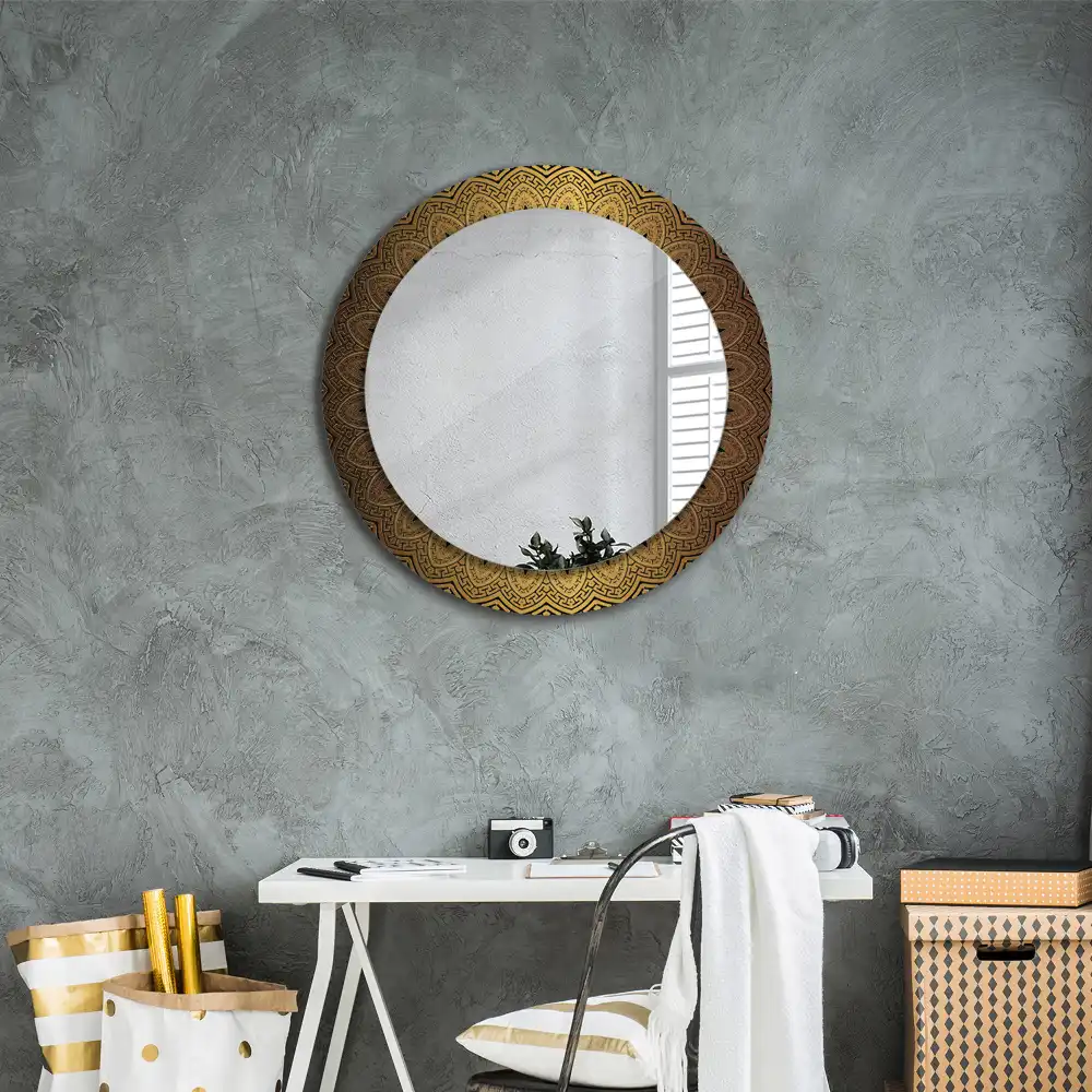 Oglindă rotundă decorativă de perete cu ornament grecesc