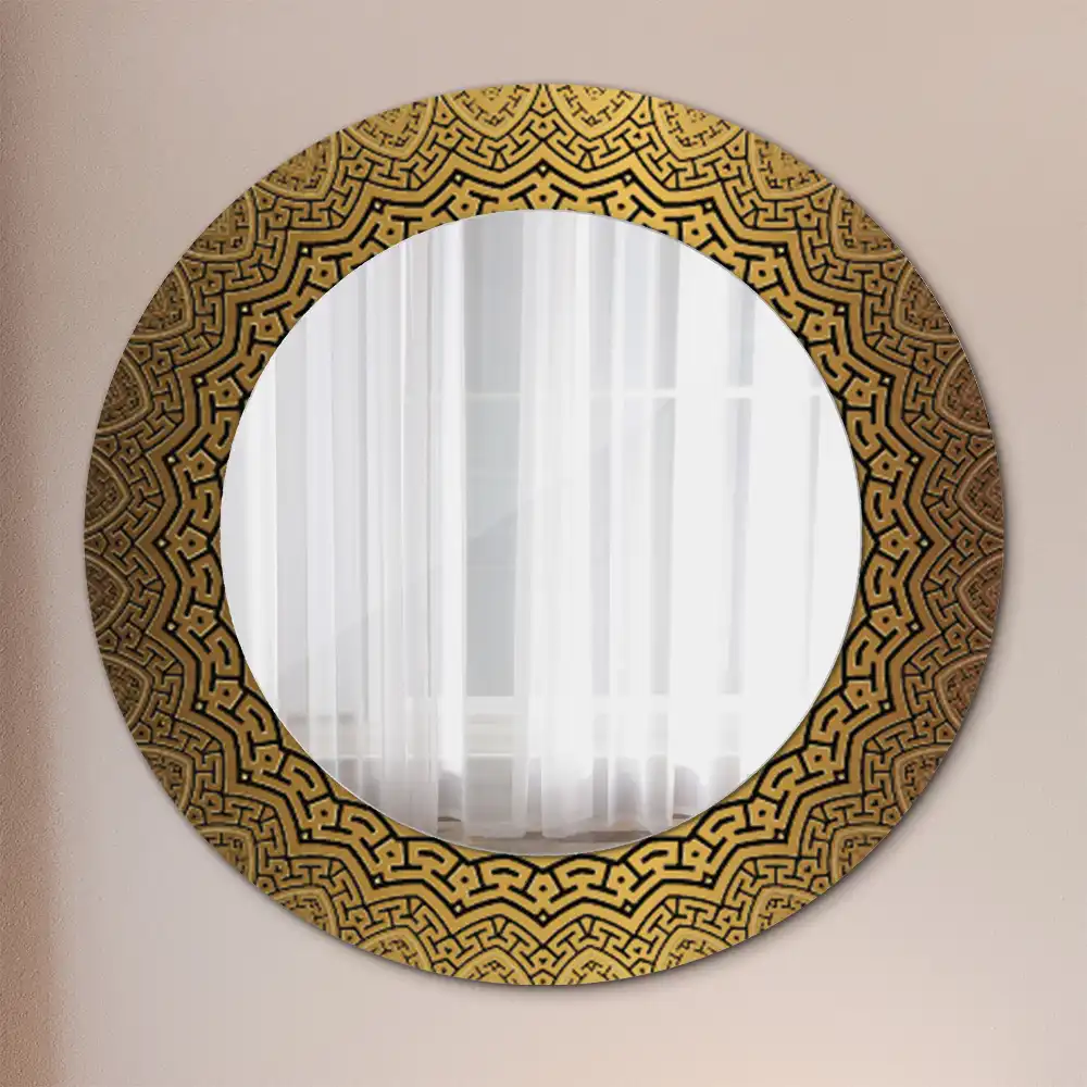 Oglindă rotundă decorativă de perete cu ornament grecesc