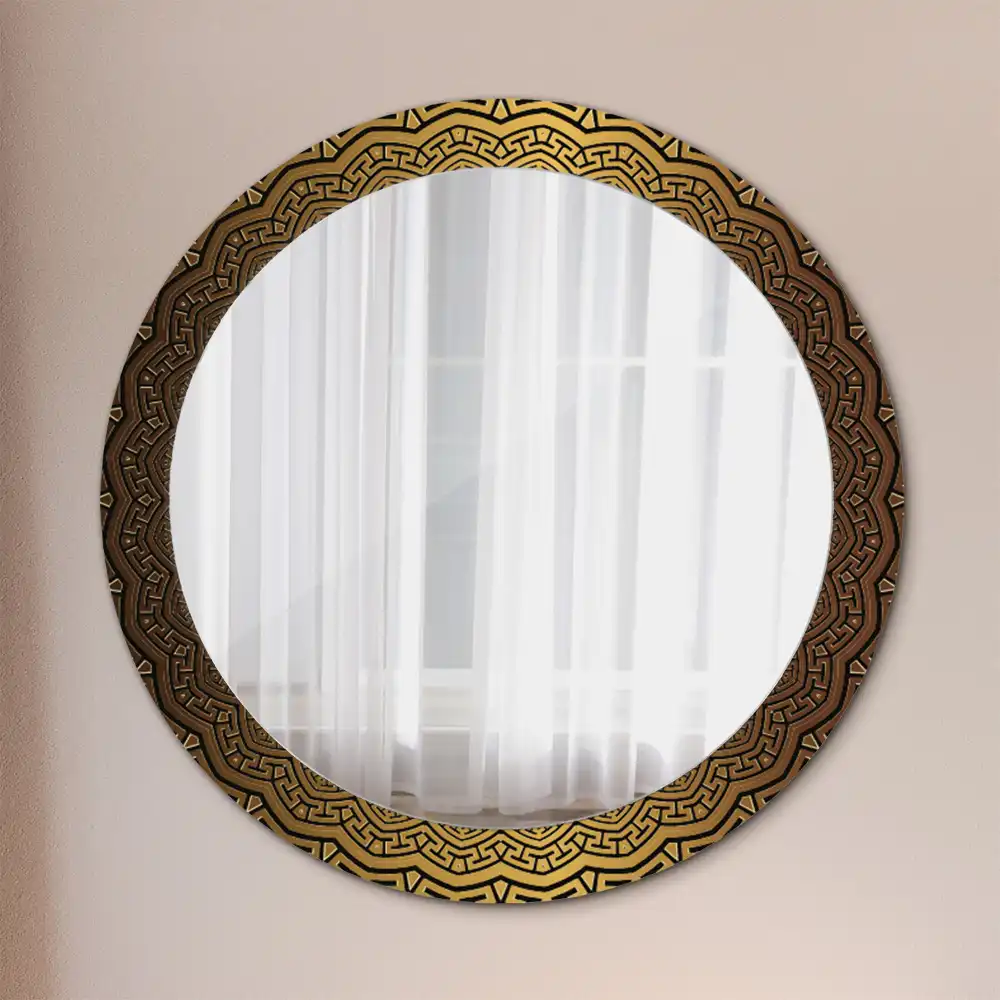 Oglindă rotundă decorativă de perete cu ornament grecesc