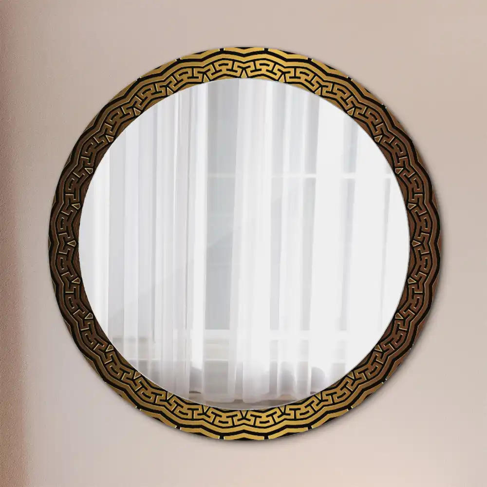 Oglindă rotundă decorativă de perete cu ornament grecesc
