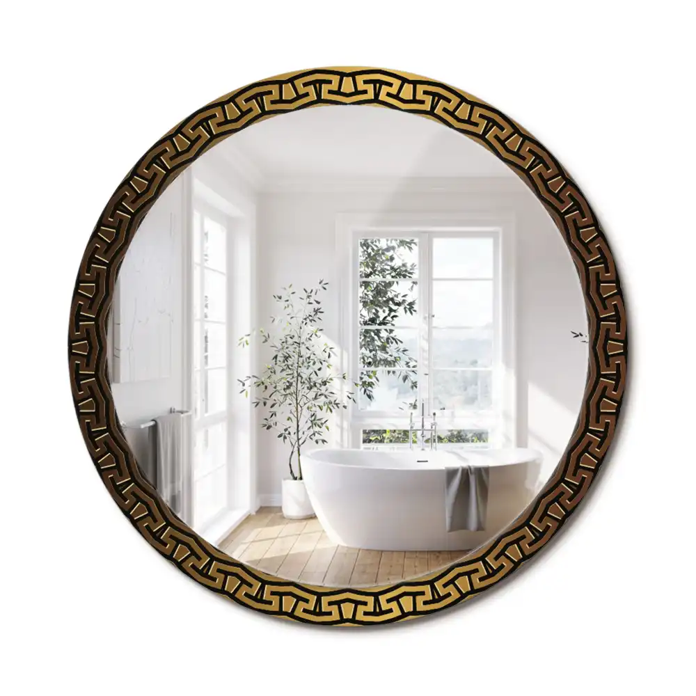 Oglindă rotundă decorativă de perete cu ornament grecesc
