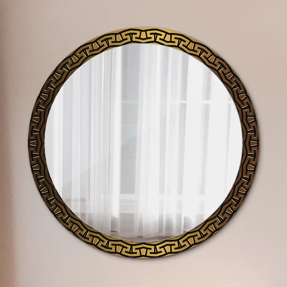 Oglindă rotundă decorativă de perete cu ornament grecesc