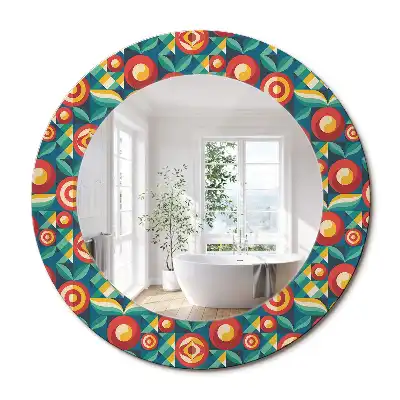 Oglindă decorativă rotundă cu design geometric de fructe și frunze
