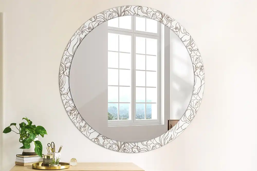 Oglindă rotundă cu imprimeu fețe