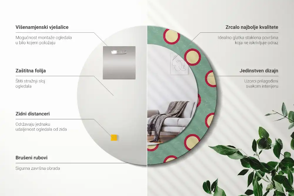Oglindă decorativă rotundă cu design de puncte