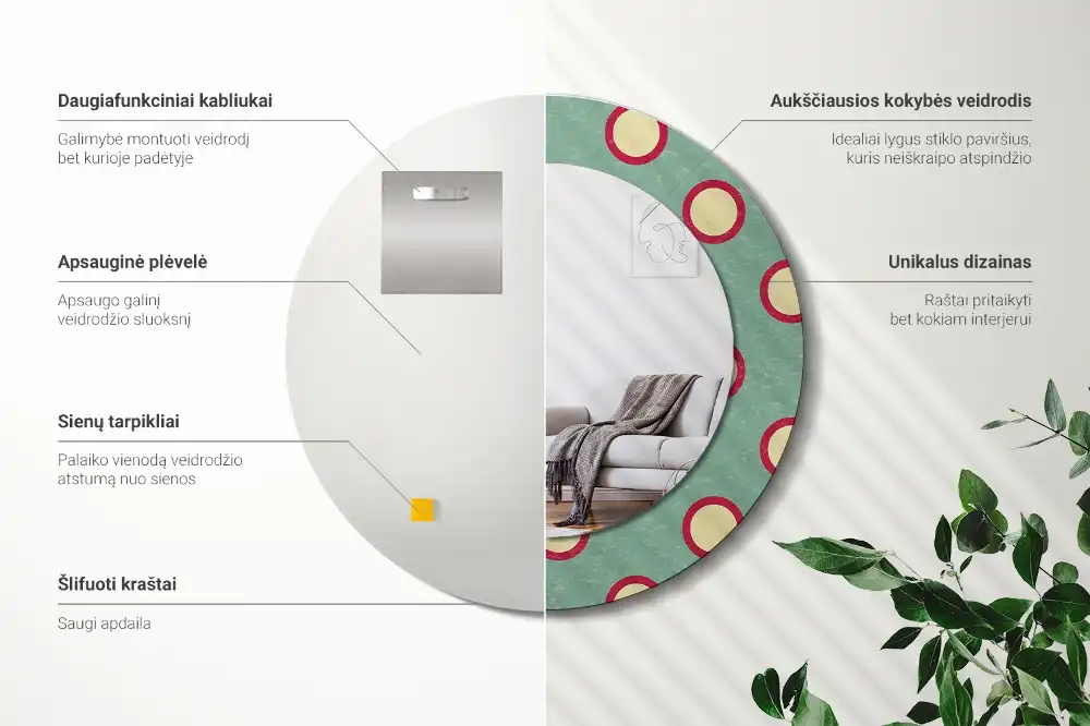 Oglindă decorativă rotundă cu design de puncte