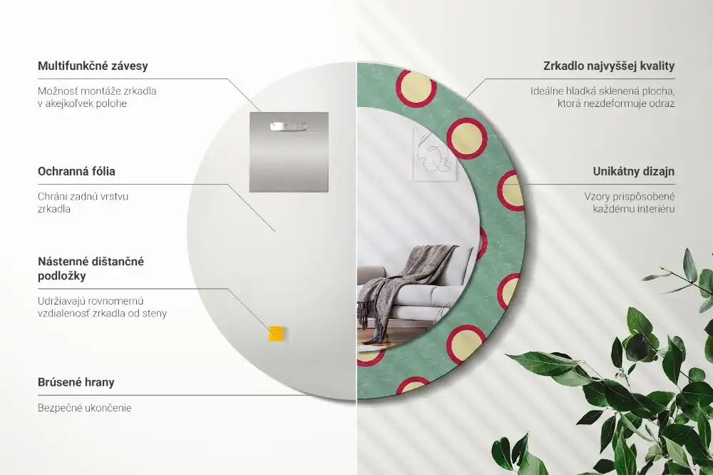 Oglindă decorativă rotundă cu design de puncte