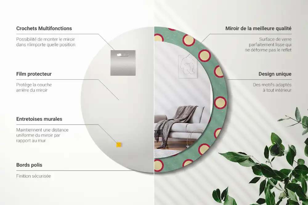 Oglindă decorativă rotundă cu design de puncte