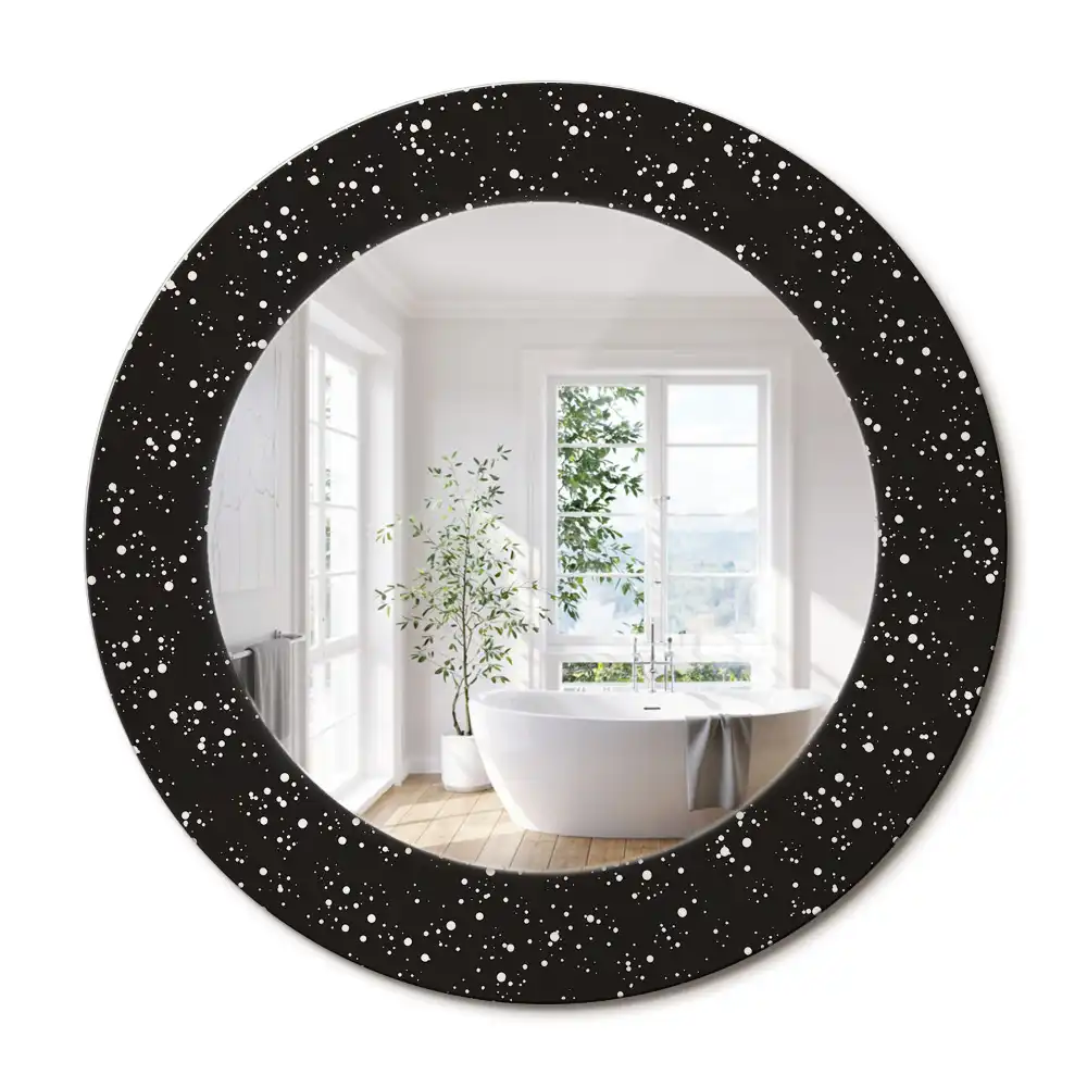 Oglindă rotundă decorativă de perete cu puncte haotice