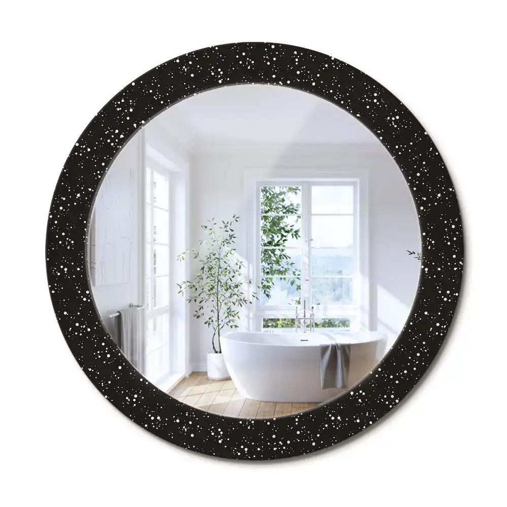 Oglindă rotundă decorativă de perete cu puncte haotice