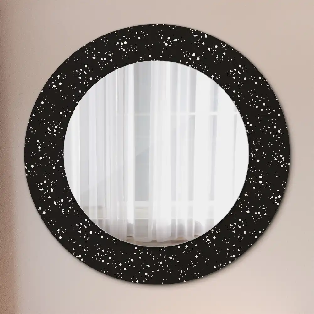Oglindă rotundă decorativă de perete cu puncte haotice