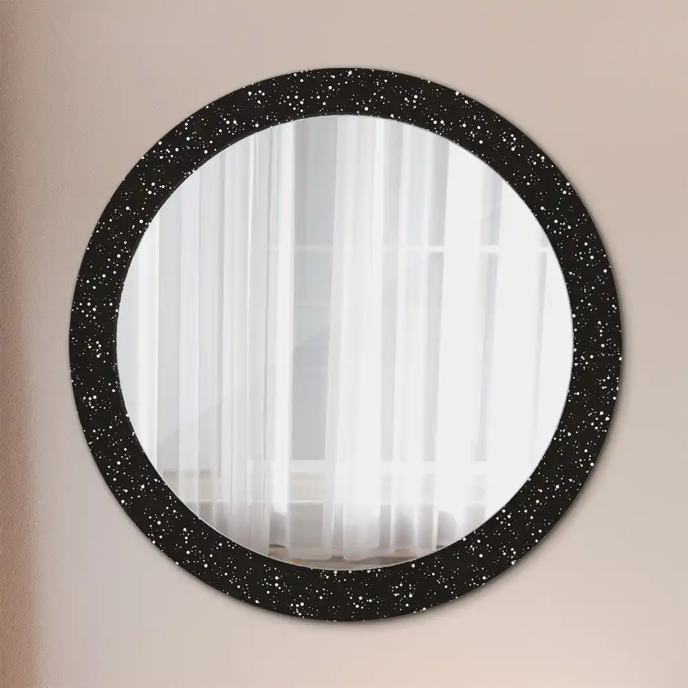 Oglindă rotundă decorativă de perete cu puncte haotice